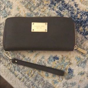 Michael kors brown wallet with wrist strap